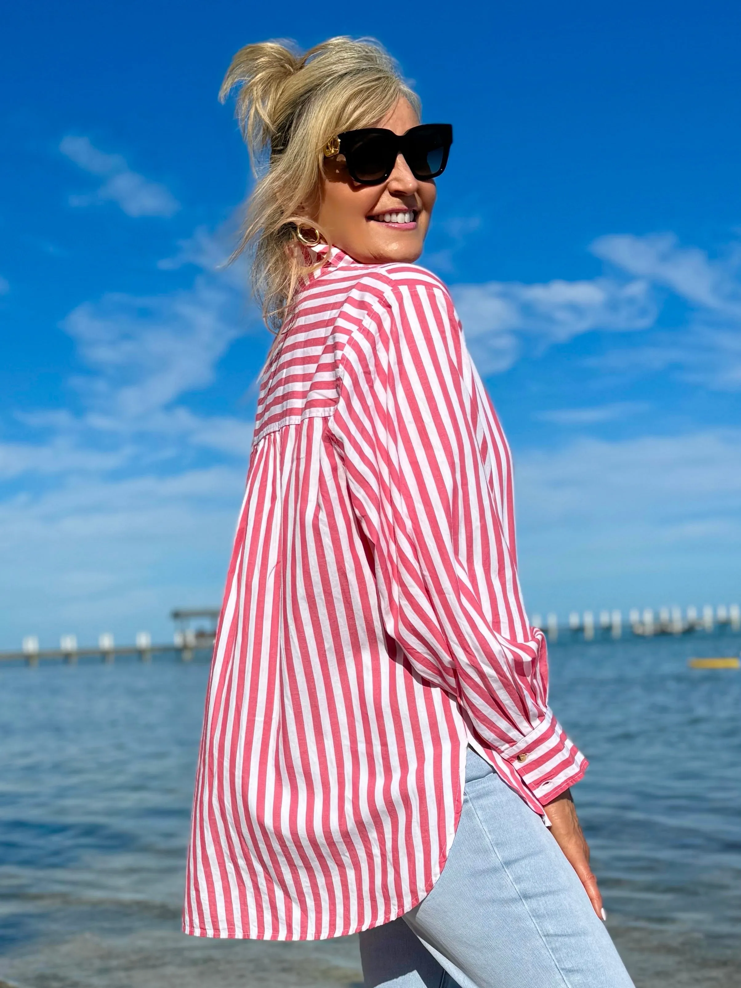 Sassy Striped Button Up Shirt | T674 sold by Artizan