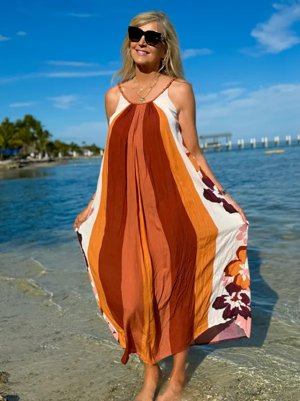 Gorgeous Stripes And Floral Flowing Maxi | D644 sold by Artizan