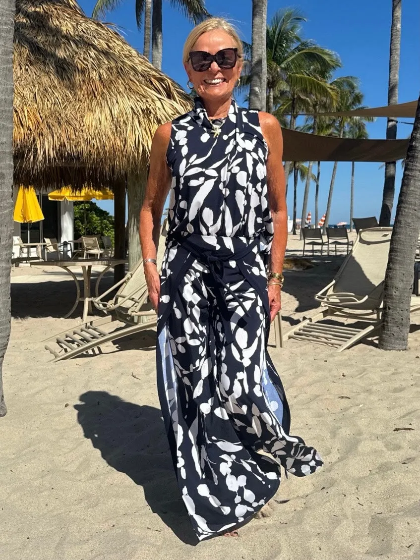 Silky Abstract Print Wide Leg Pant | R857 sold by Artizan