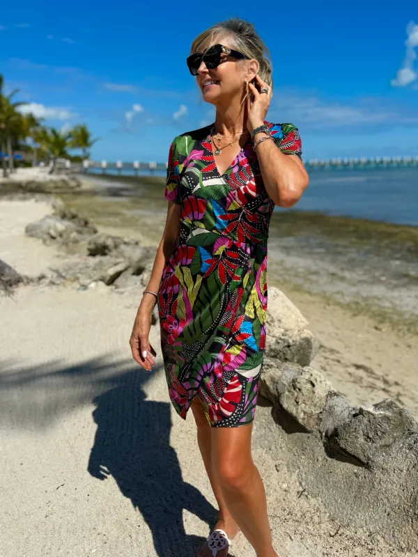 Tropical Wrap-Style Dress | D646 sold by Artizan