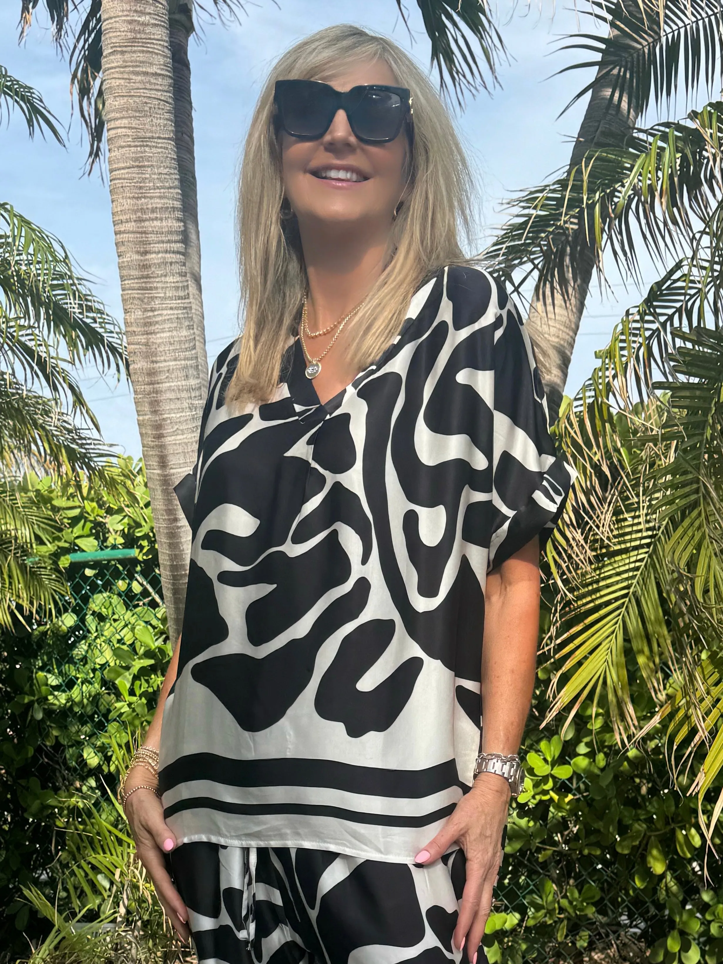 Euro Vibes Silky Print Top | T687 sold by Artizan