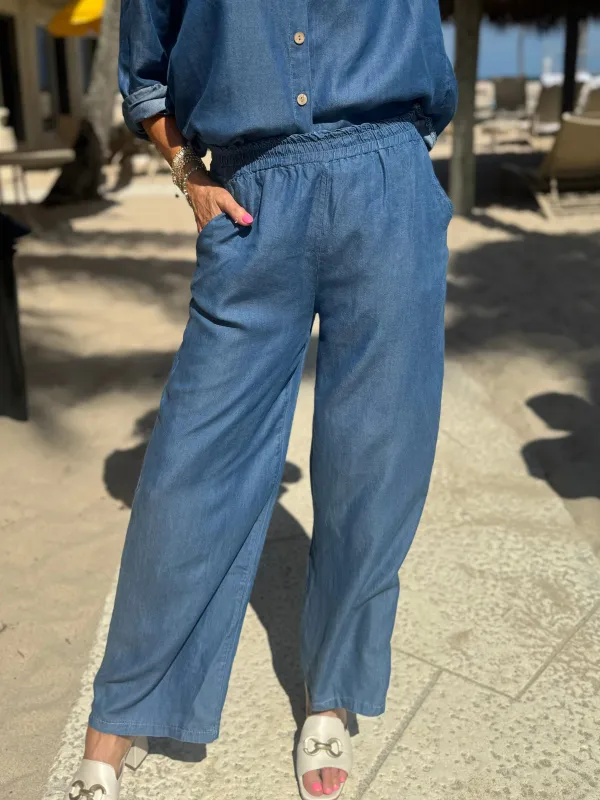 Made In Italy Denim Pull On Wide Leg | PA699 sold by Artizan