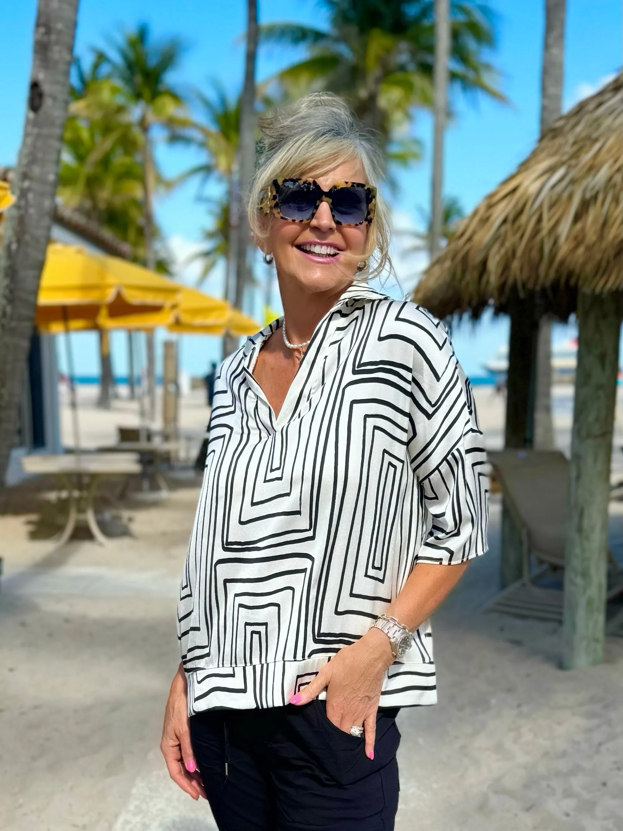 Geo Pattern Woven V-Neck Blouse | R866 sold by Artizan product image thumbnail 2