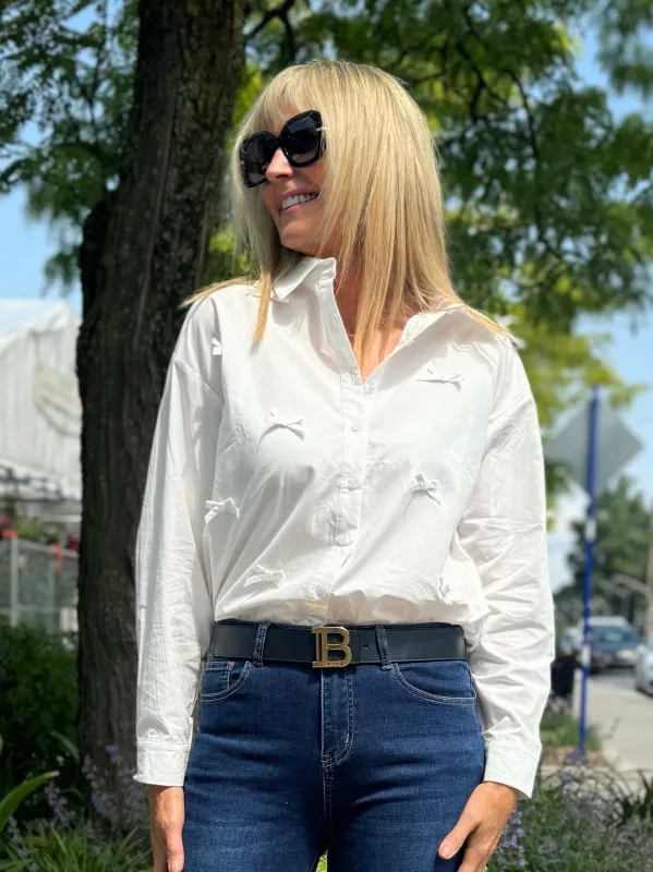 Beautiful White Bow Blouse | T720 sold by Artizan