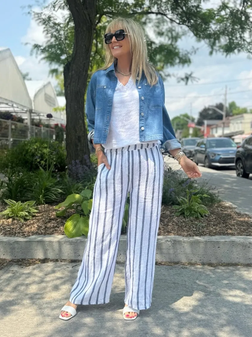 Breezy Italian Linen Striped Pants | PA708 sold by Artizan