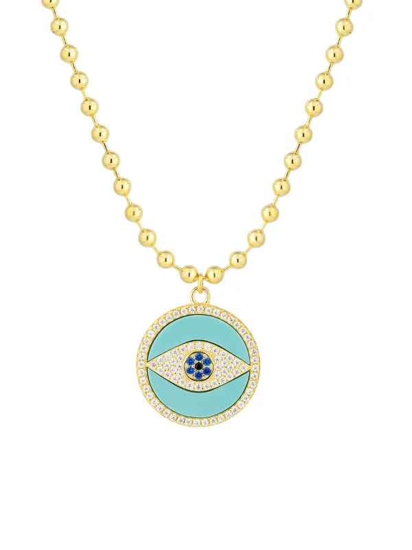 The Athena Medallion Necklace | Ball Bead Necklace sold by Artizan