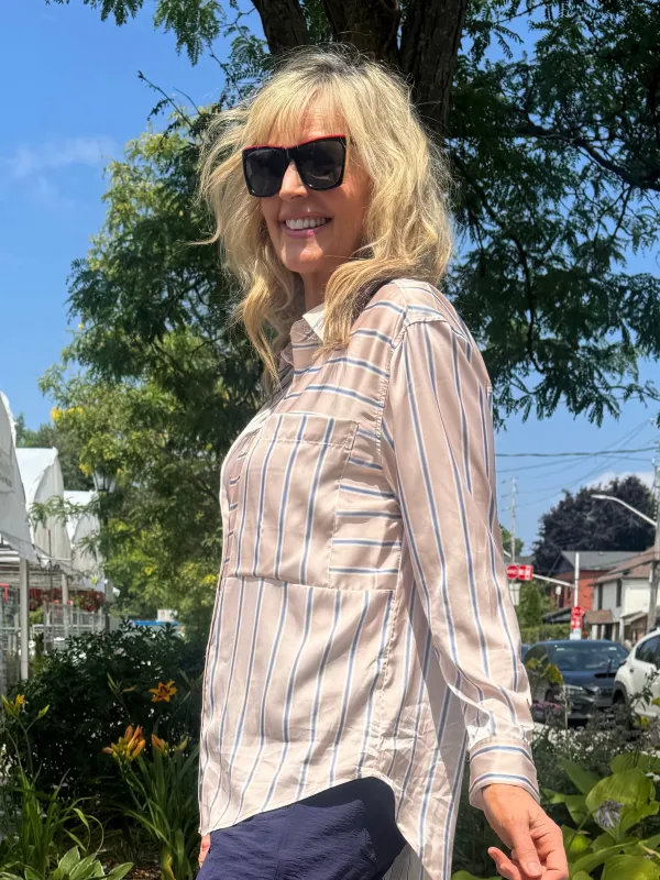 Satin-Like Striped Blouse | T212 sold by Artizan