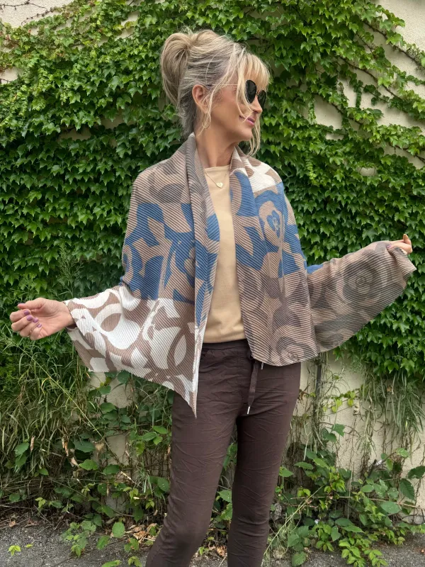 Neutral With Blue Luxurious Scarf | SC104 sold by Artizan