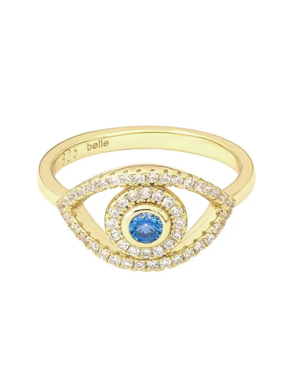 Aquamarine Evil Eye Ring made by Artizan