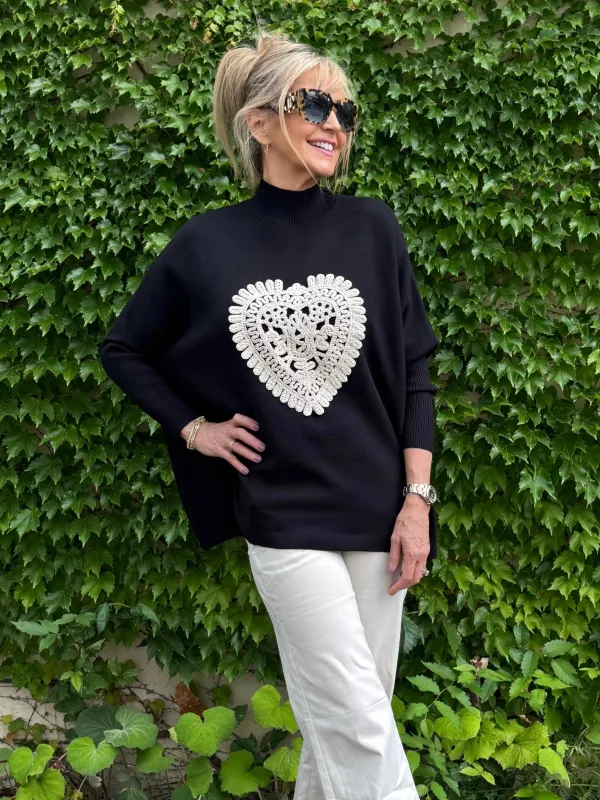 Heart Fashionable Mock Neck Sweater | SW203 sold by Artizan