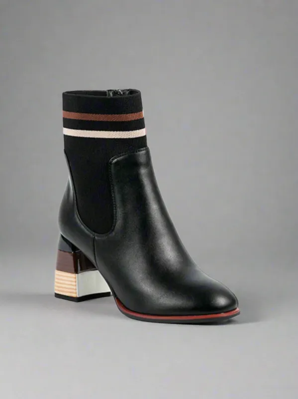 3-Tone Side Zipper Stylish Boot With Heel | BT206 sold by Artizan