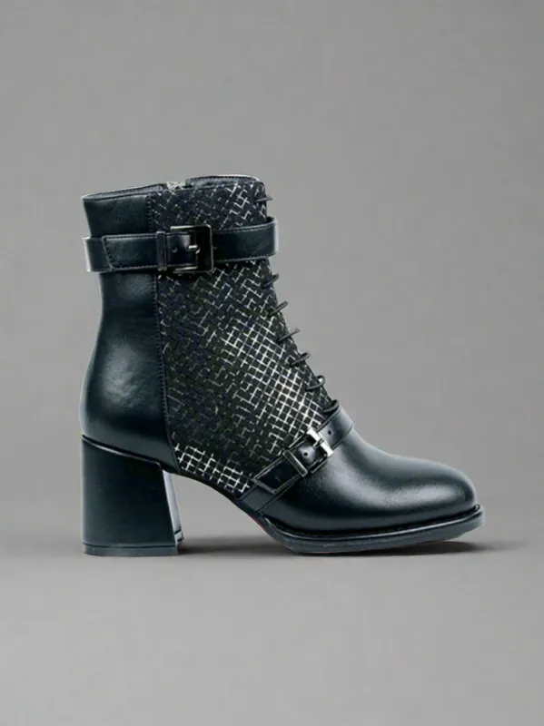Suede & Faux Leather Boot With Heel | BT203 sold by Artizan