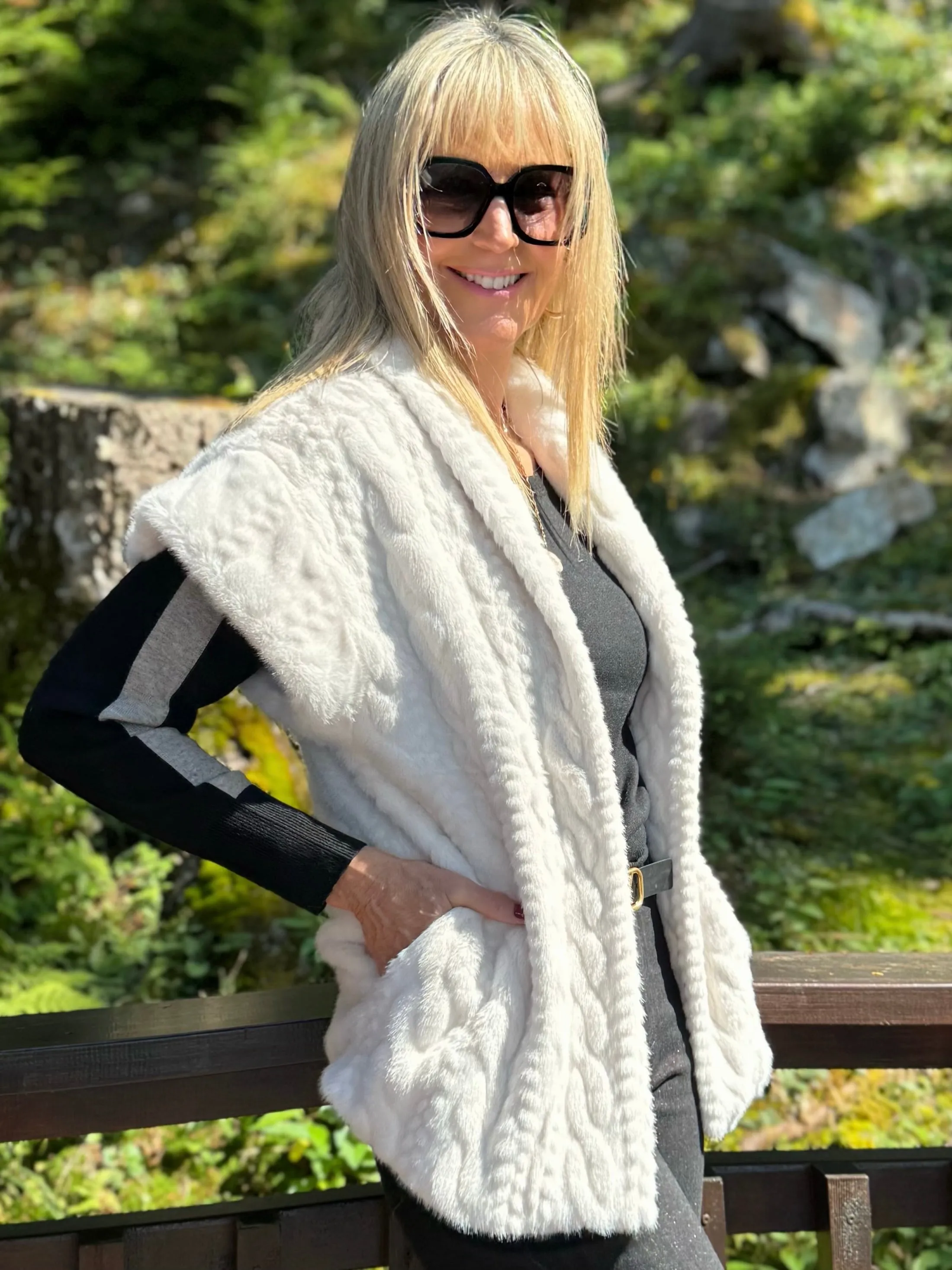 Faux Fur Cable Design Vest | V204 sold by Artizan product image thumbnail 2