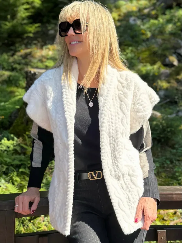 Faux Fur Cable Design Vest | V204 sold by Artizan