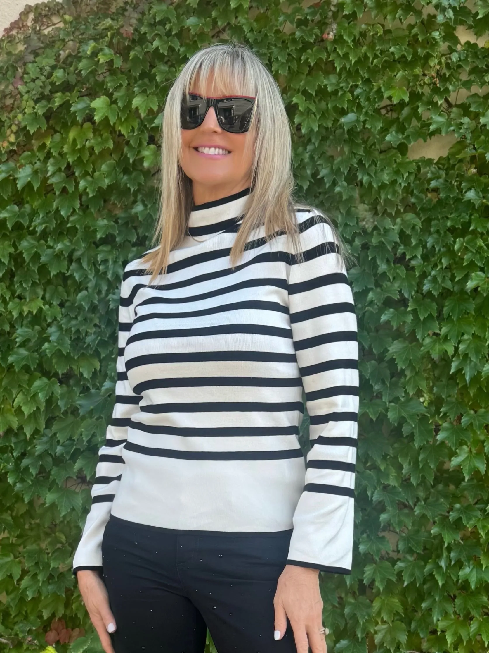 Striped Mock Neck Sweater | SW229 sold by Artizan