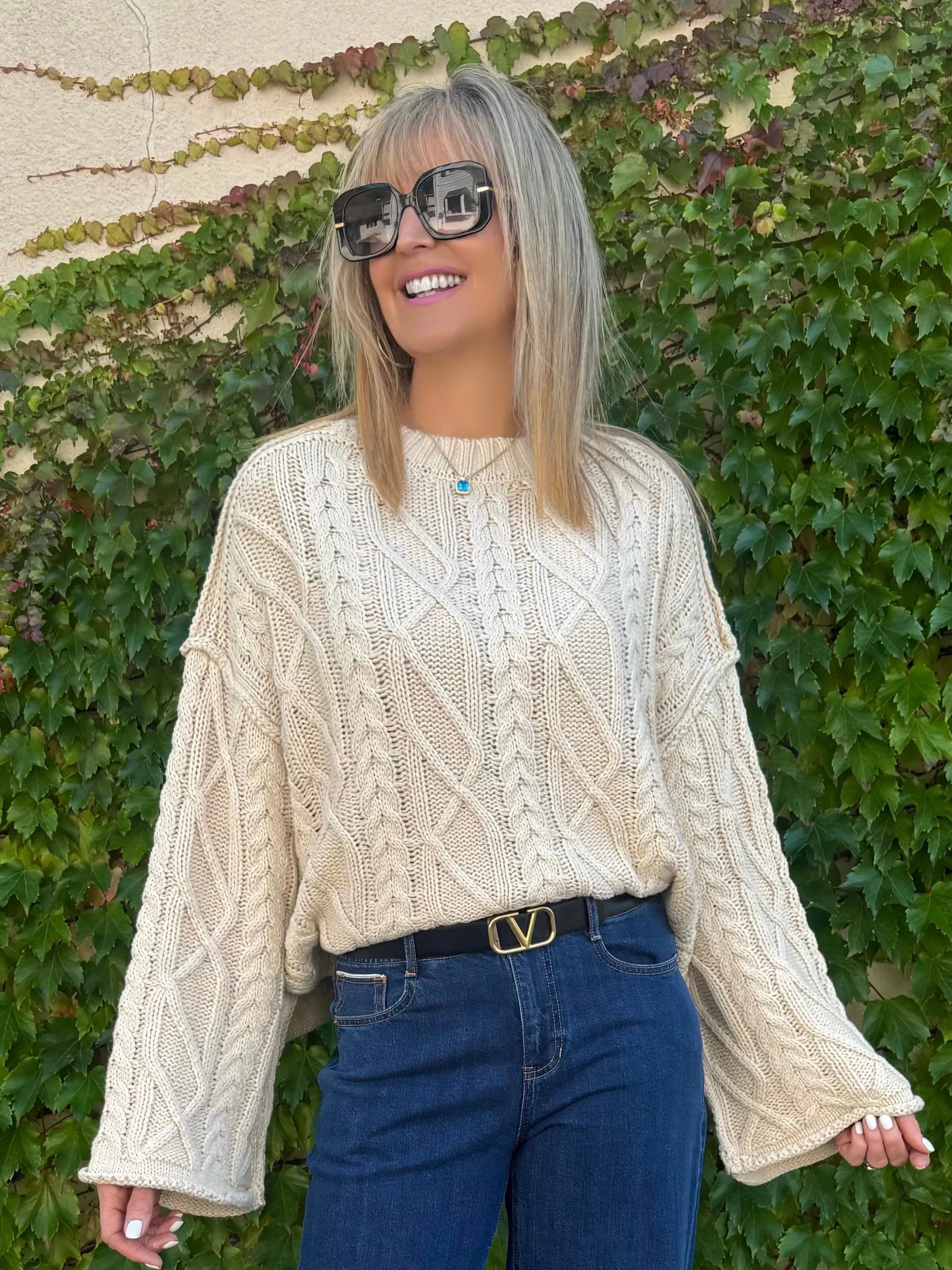 Cable Knit Bell Sleeve Sweater | SW232 sold by Artizan