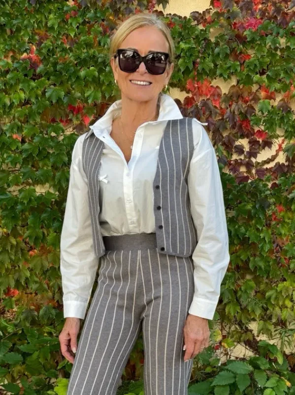 Striped Button Up Vest | V207 sold by Artizan