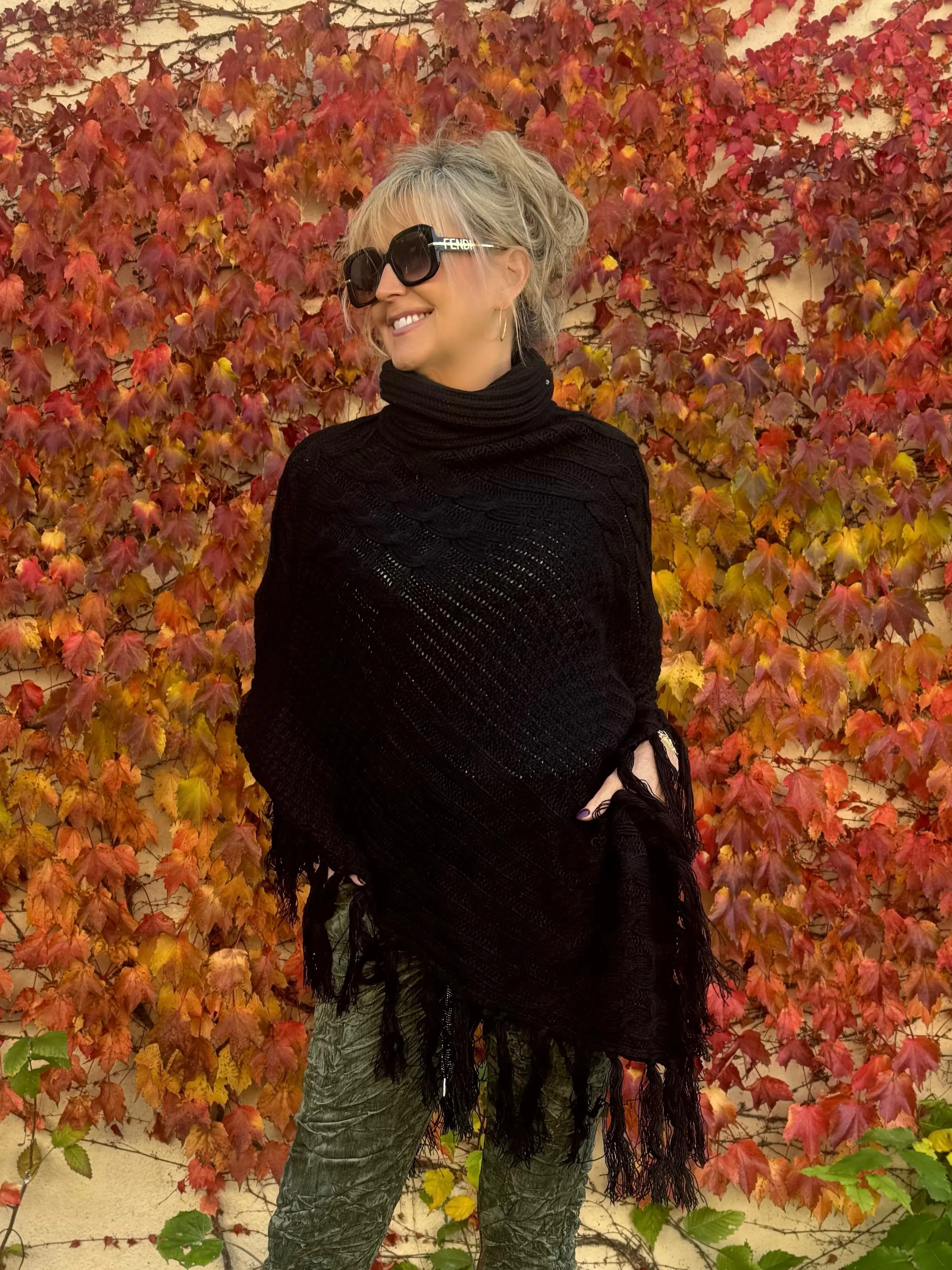 Cable Knit Poncho With Fringe | P203 sold by Artizan product image thumbnail 2