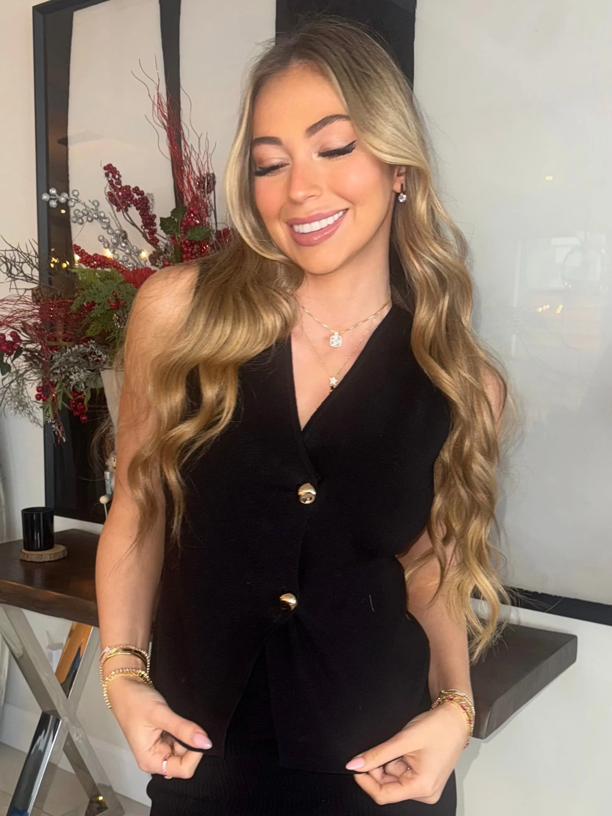 Elegant Vest With Gold Button Detail | V208 sold by Artizan