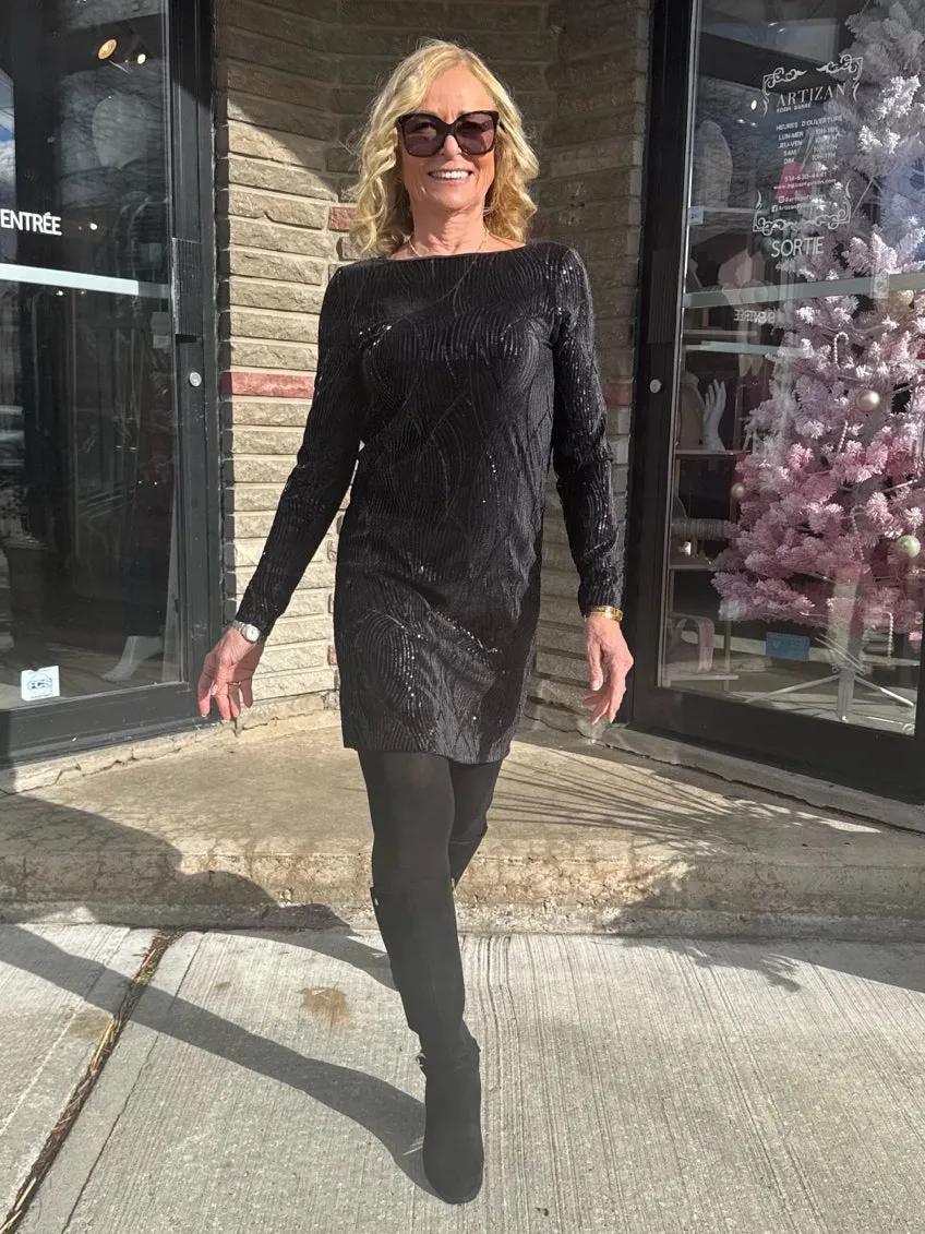 Sequin Velvet A-Line Dress | D203 sold by Artizan