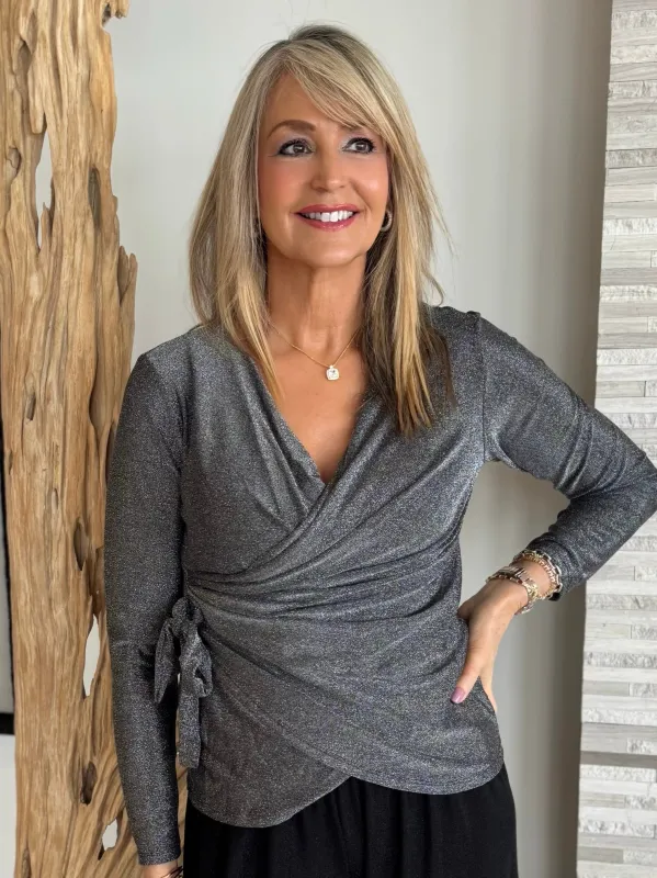 Italian Flattering Wrap Bow Top | T267 sold by Artizan