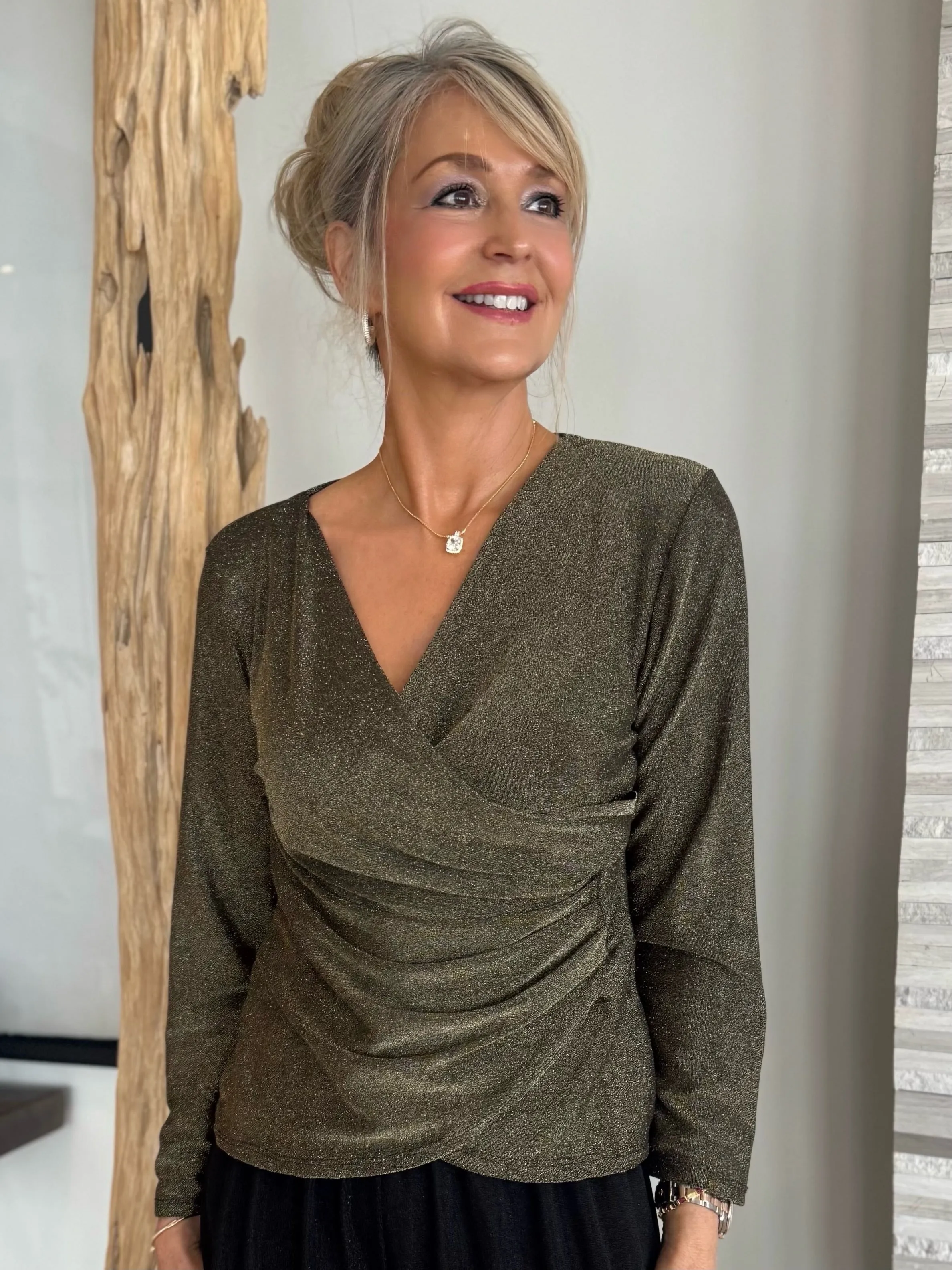 Italian Tummy Flattening Faux Wrap Sparkle Top | T266 sold by Artizan product image thumbnail 2