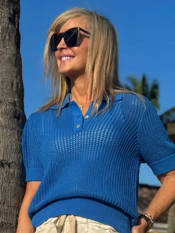 West Palm Crochet Polo Top | T279 sold by Artizan