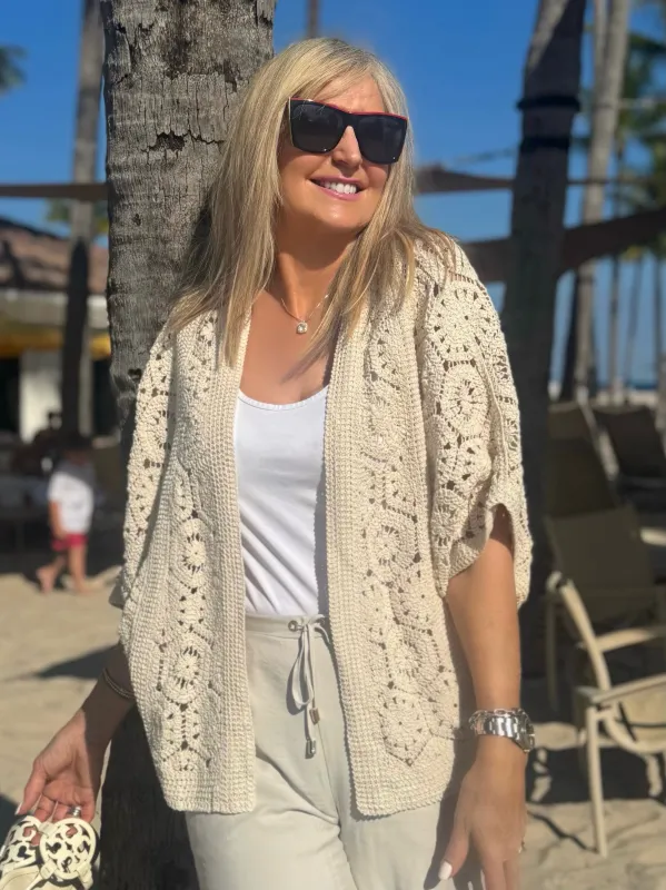 Open-Front Crochet Cardi | C223 sold by Artizan