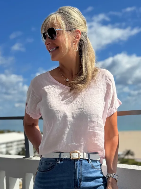 100% Linen Italian Perfect Tee | T231 made by Artizan