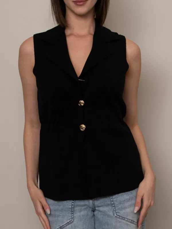 Sleeveless Vest With Gold Button Detail | V210 made by RD Style