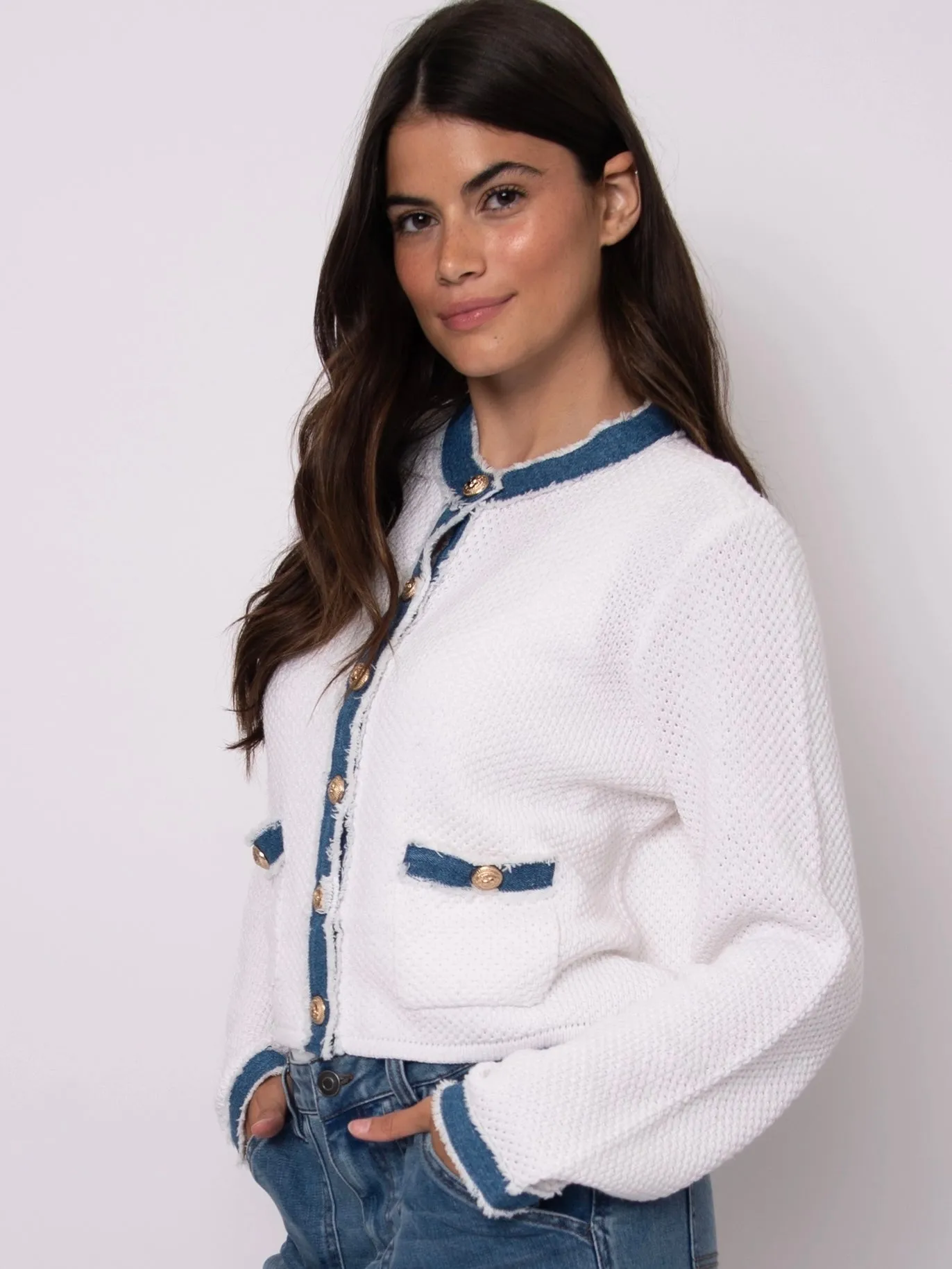 Contrast With Denim Detail Jacket | JK242 sold by Artizan product image thumbnail 2