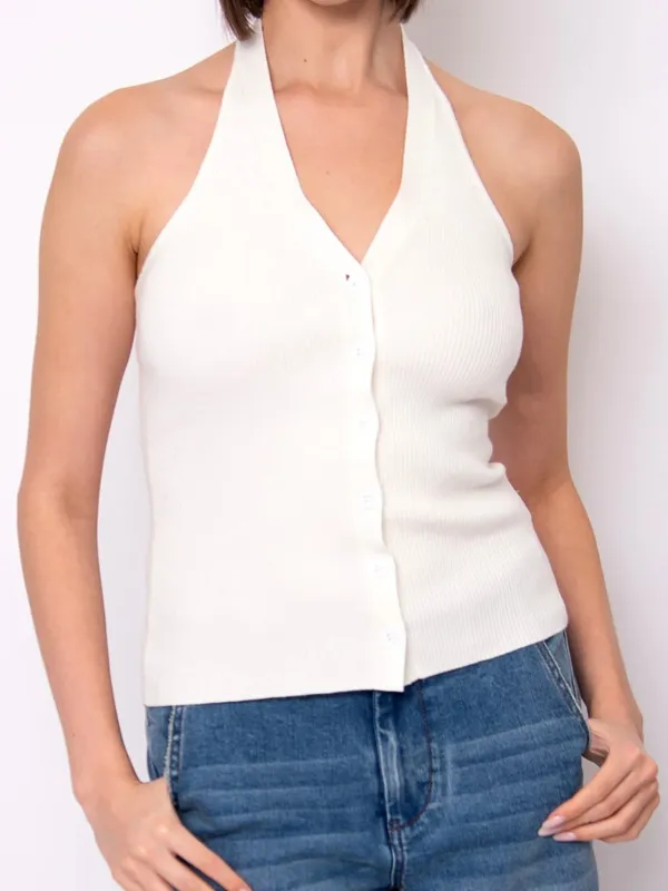 Classic Halter Top With Button Detail | T326 made by RD Style