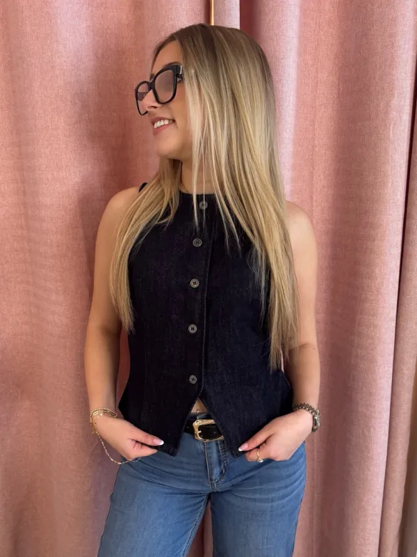 Denim Vest With Buttons | V212 made by C’est Moi