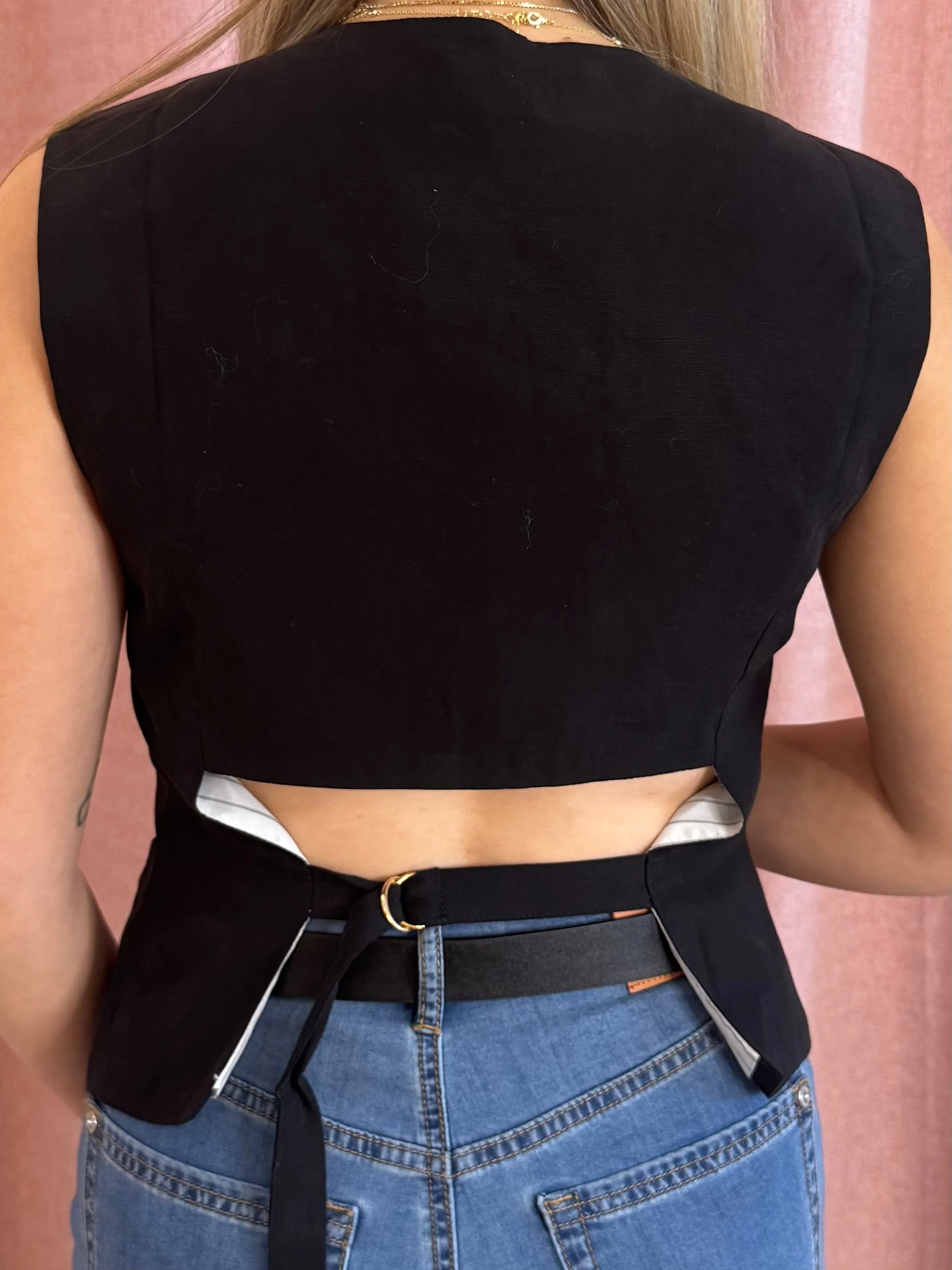 Classic Black Vest With Open Back | V211 sold by Artizan product image thumbnail 2