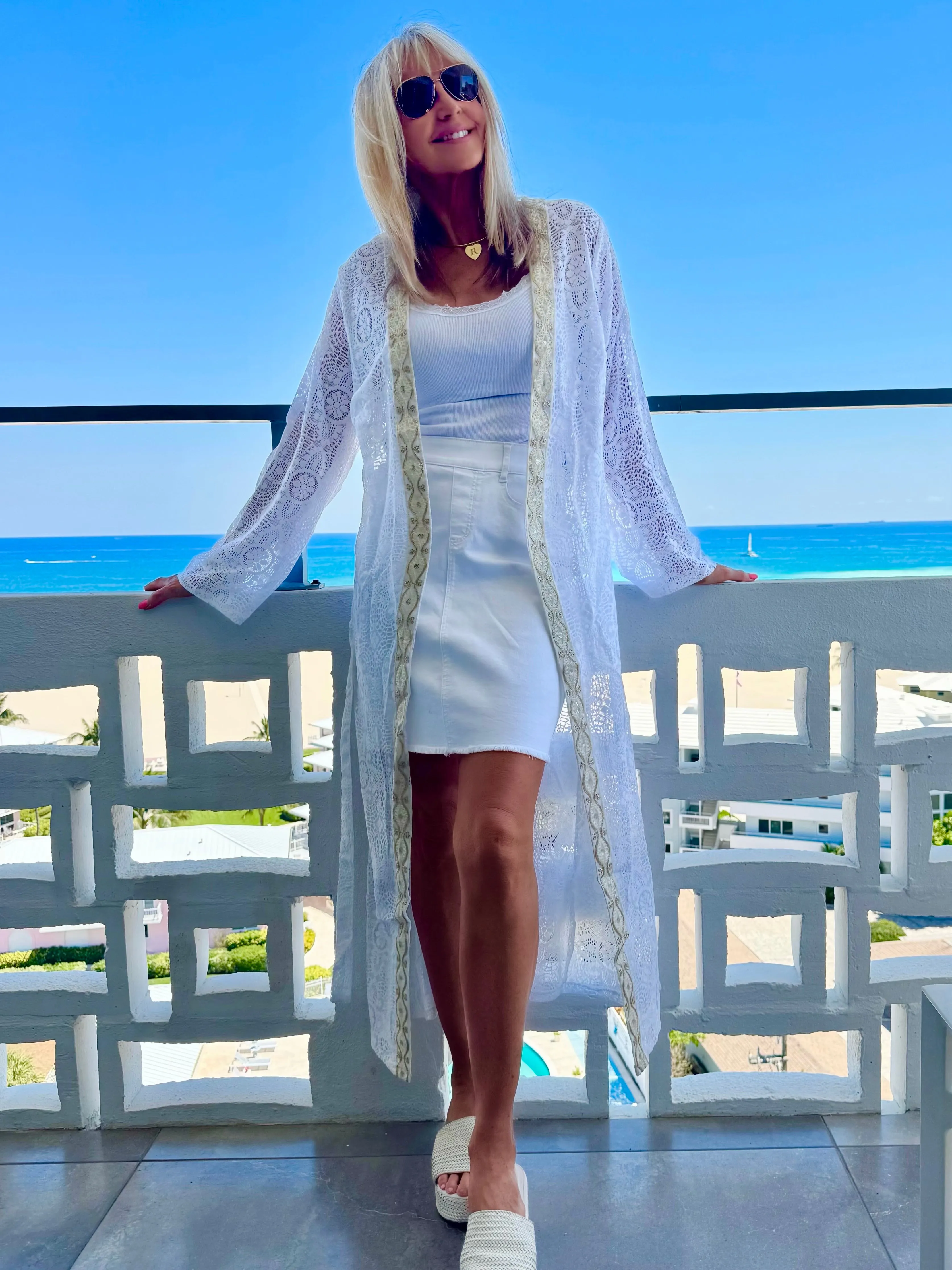 Elegant Lace Duster With Gold Trim | C228 sold by Artizan