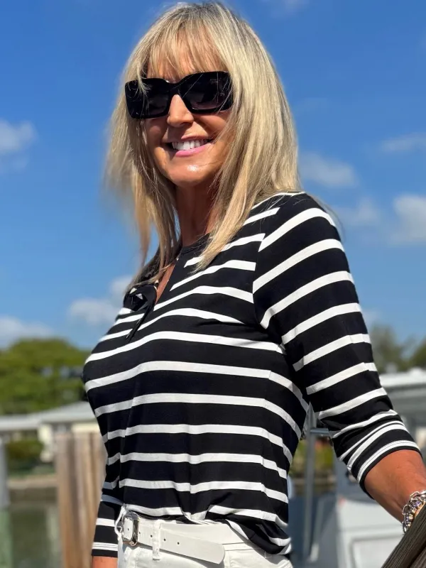 Nautical Ultra-Soft 3/4 Sleeve Top | T331 made by Artizan