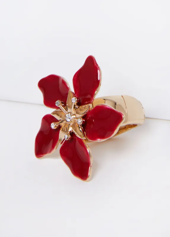 Gold Tone Flower Stretch Ring sold by Ashley Stewart