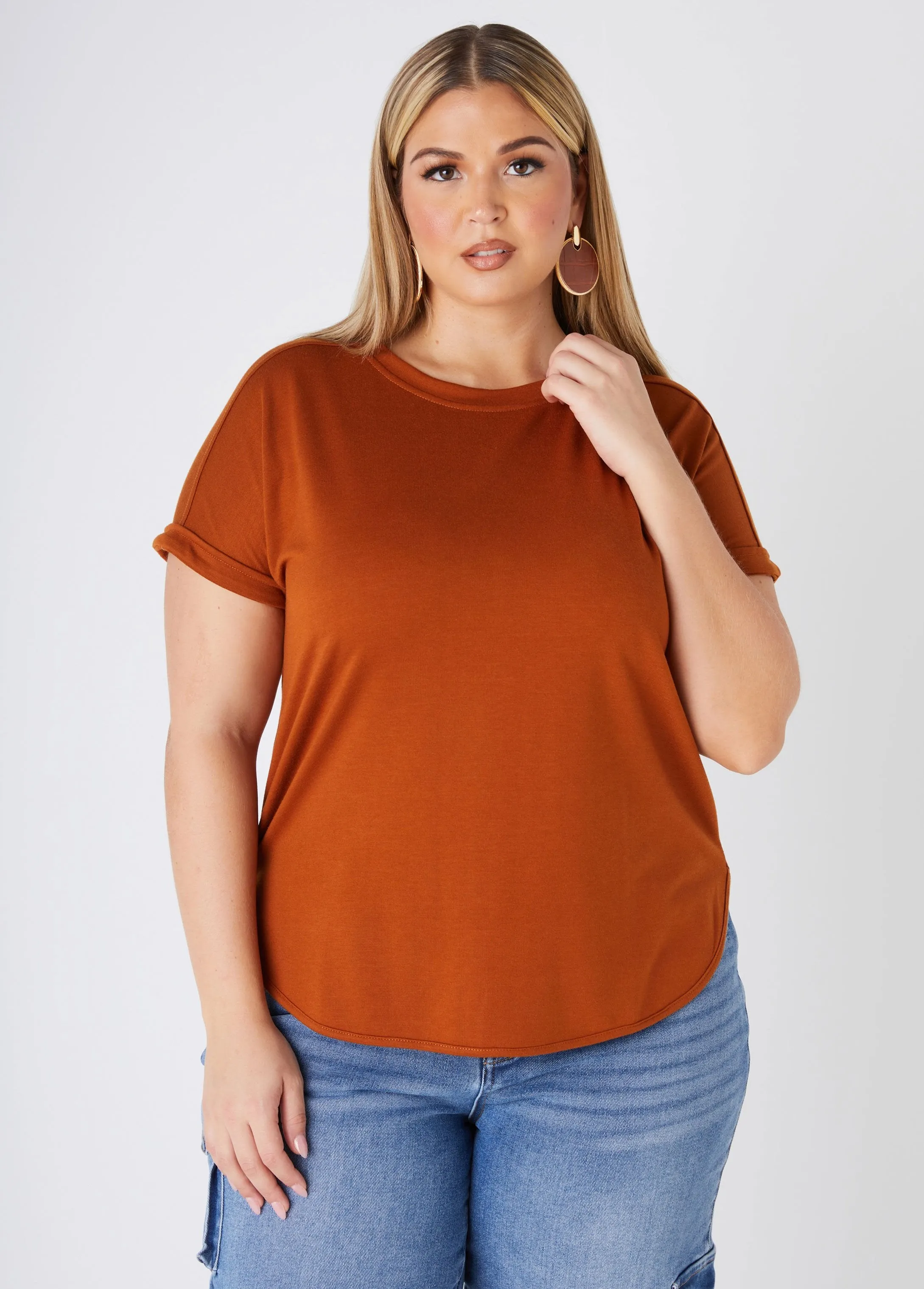 Cuffed French Terry Tee sold by Ashley Stewart