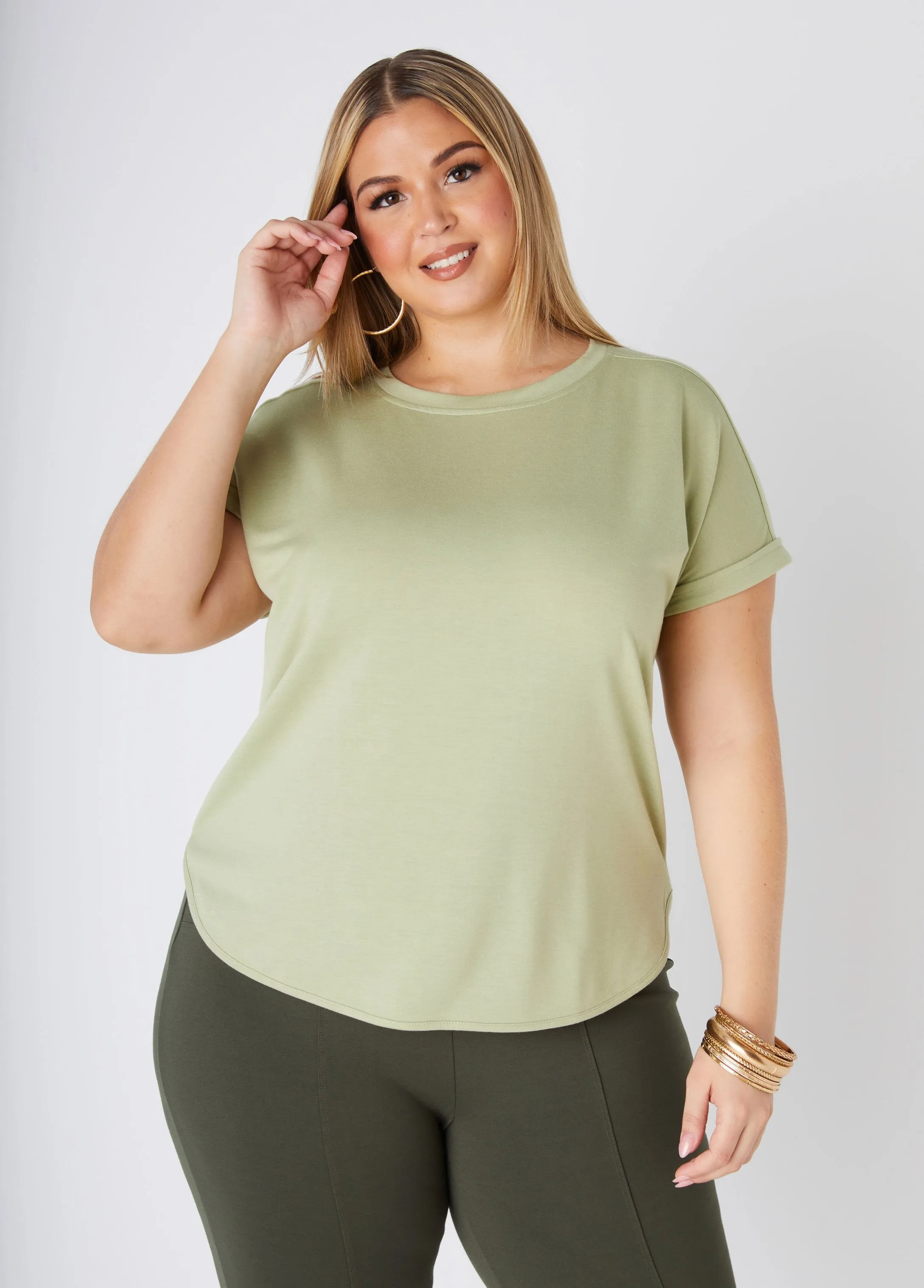 Cuffed French Terry Tee sold by Ashley Stewart product image thumbnail 4