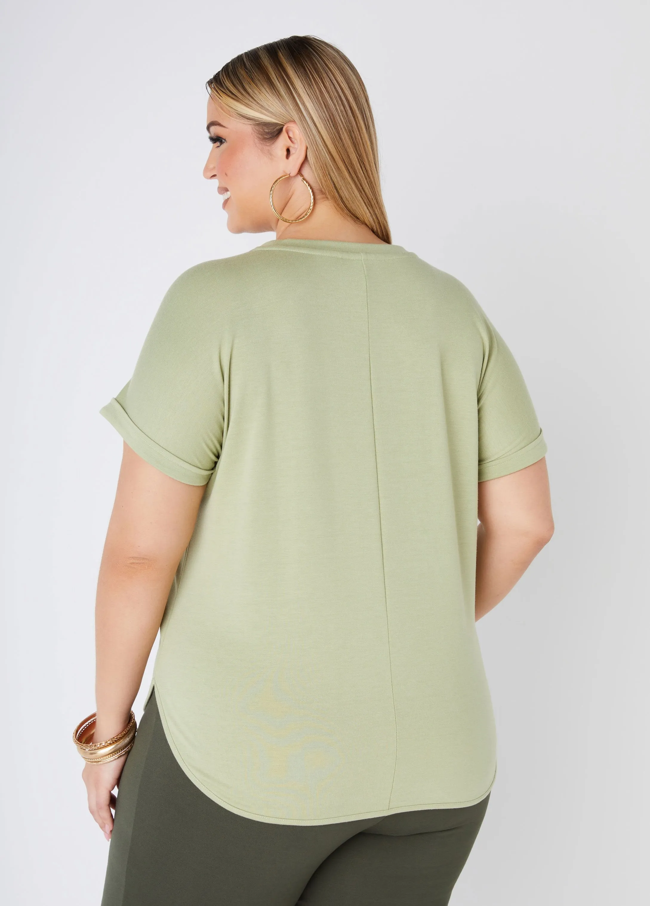 Cuffed French Terry Tee sold by Ashley Stewart product image thumbnail 5