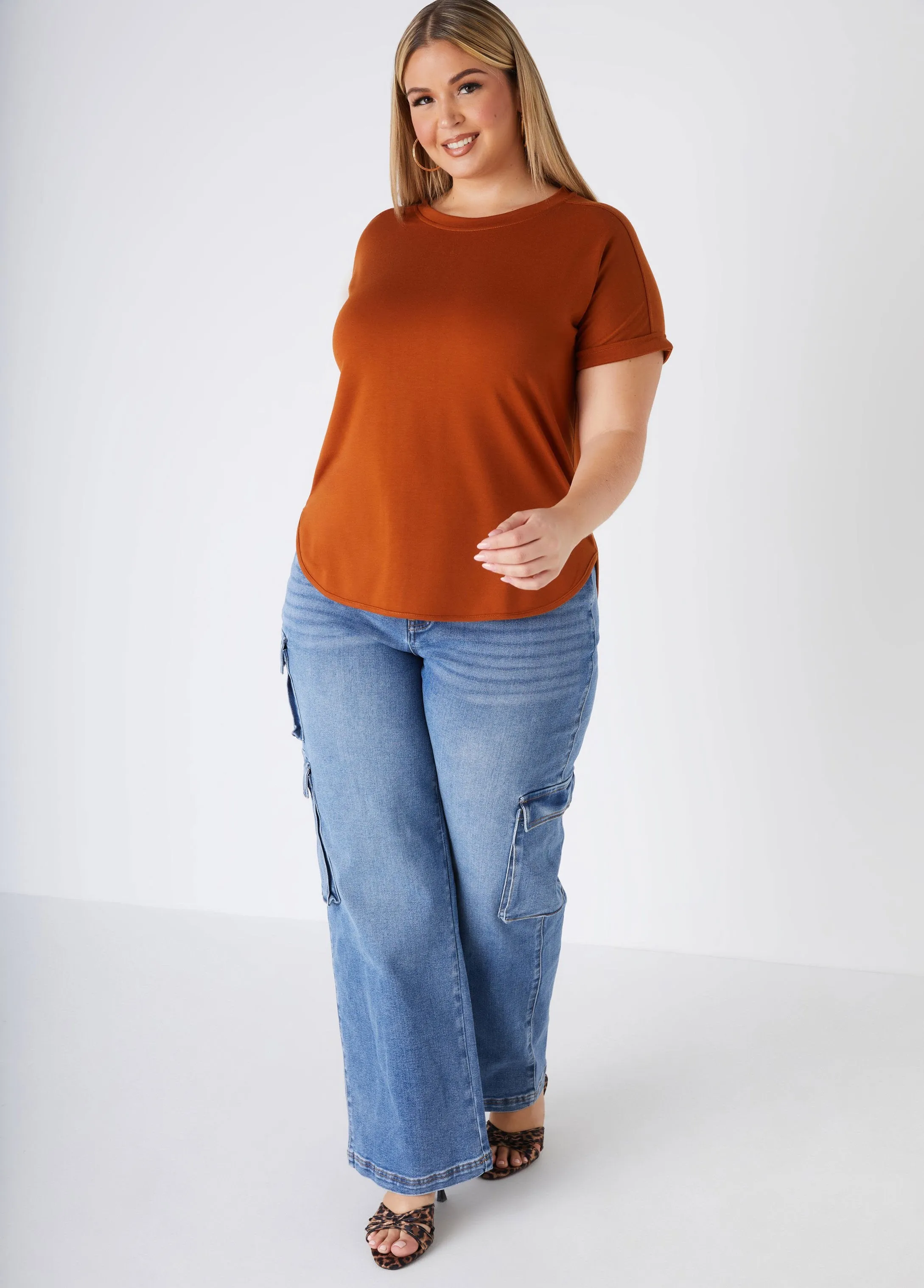 Cuffed French Terry Tee sold by Ashley Stewart product image thumbnail 3