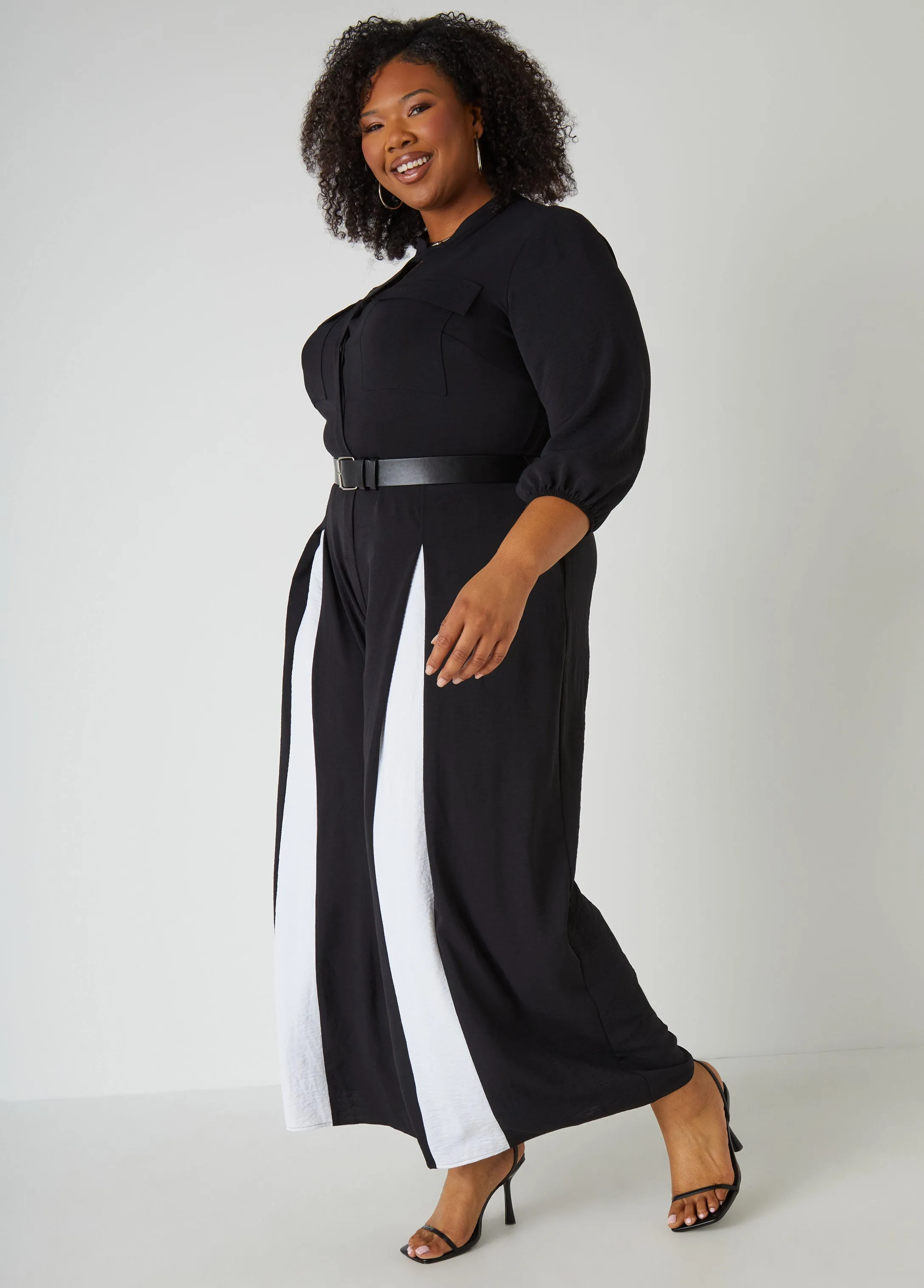 Two Tone Pleated Jumpsuit sold by Ashley Stewart product image thumbnail 4
