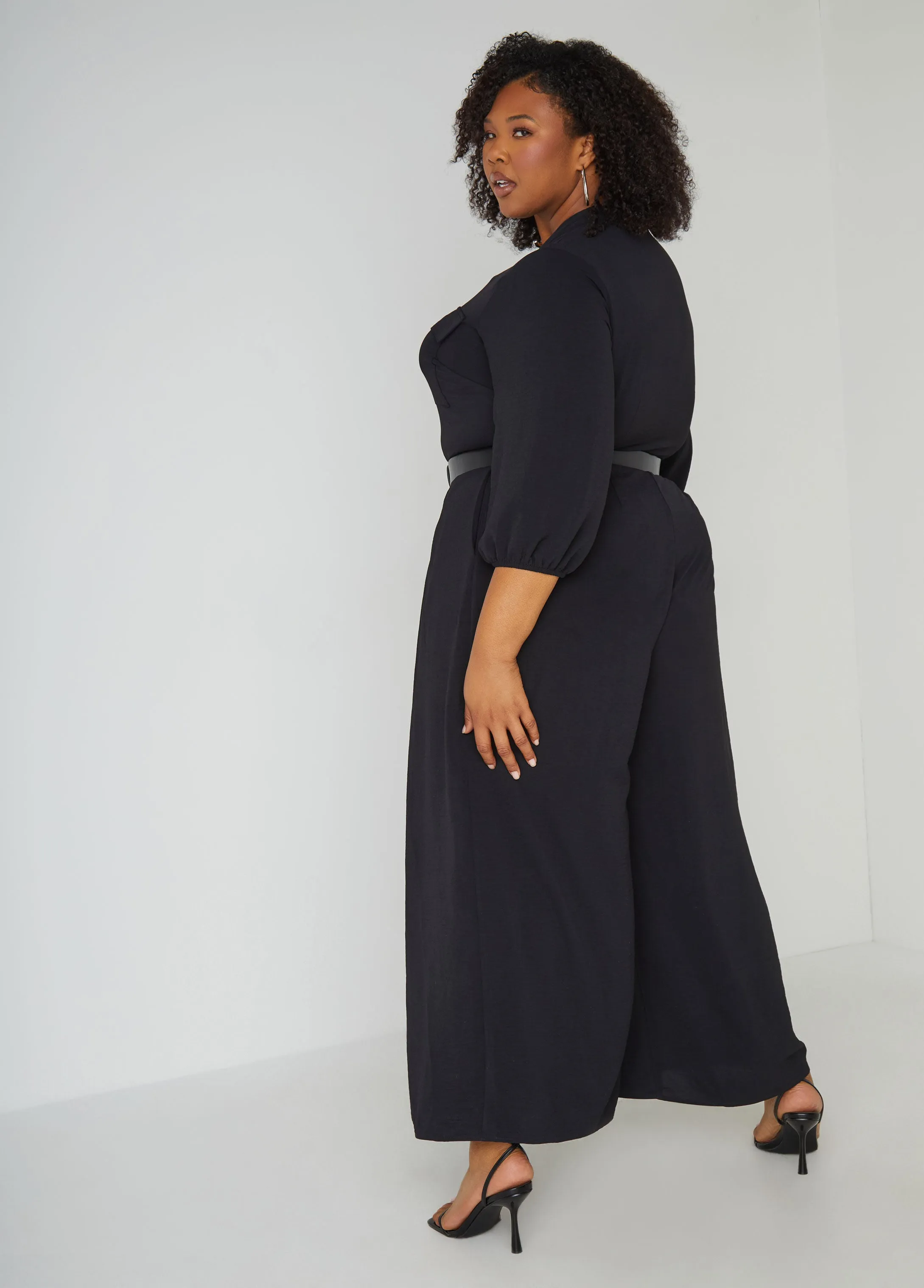 Two Tone Pleated Jumpsuit sold by Ashley Stewart product image thumbnail 2
