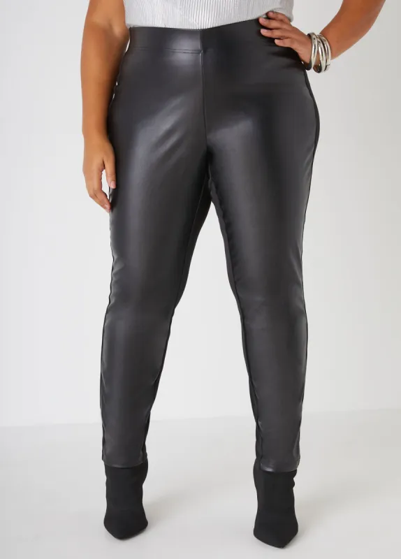 Ponte And Faux Leather Leggings sold by Ashley Stewart