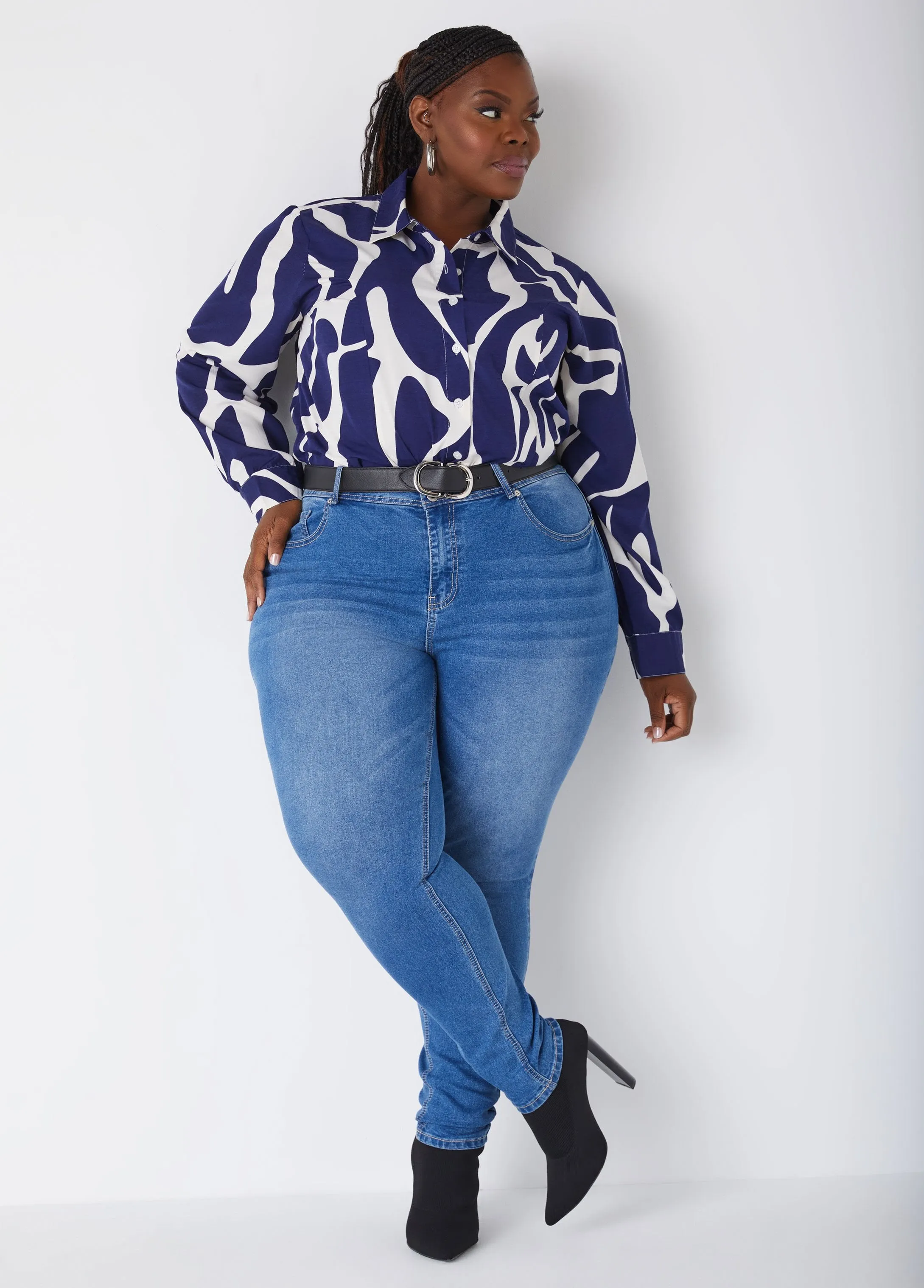 Printed Cotton Blend Shirt sold by Ashley Stewart product image thumbnail 3