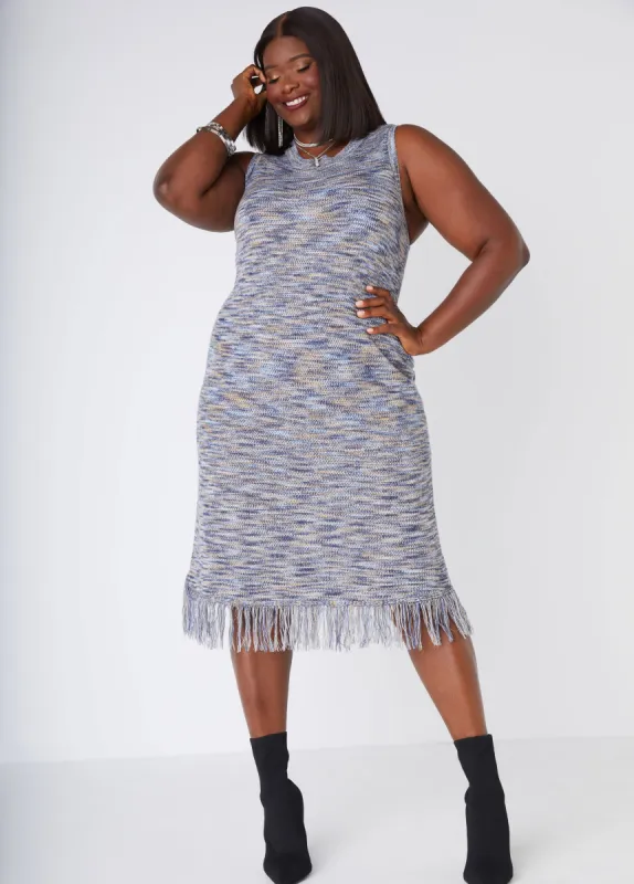 Fringed Crocheted Sweater Dress sold by Ashley Stewart