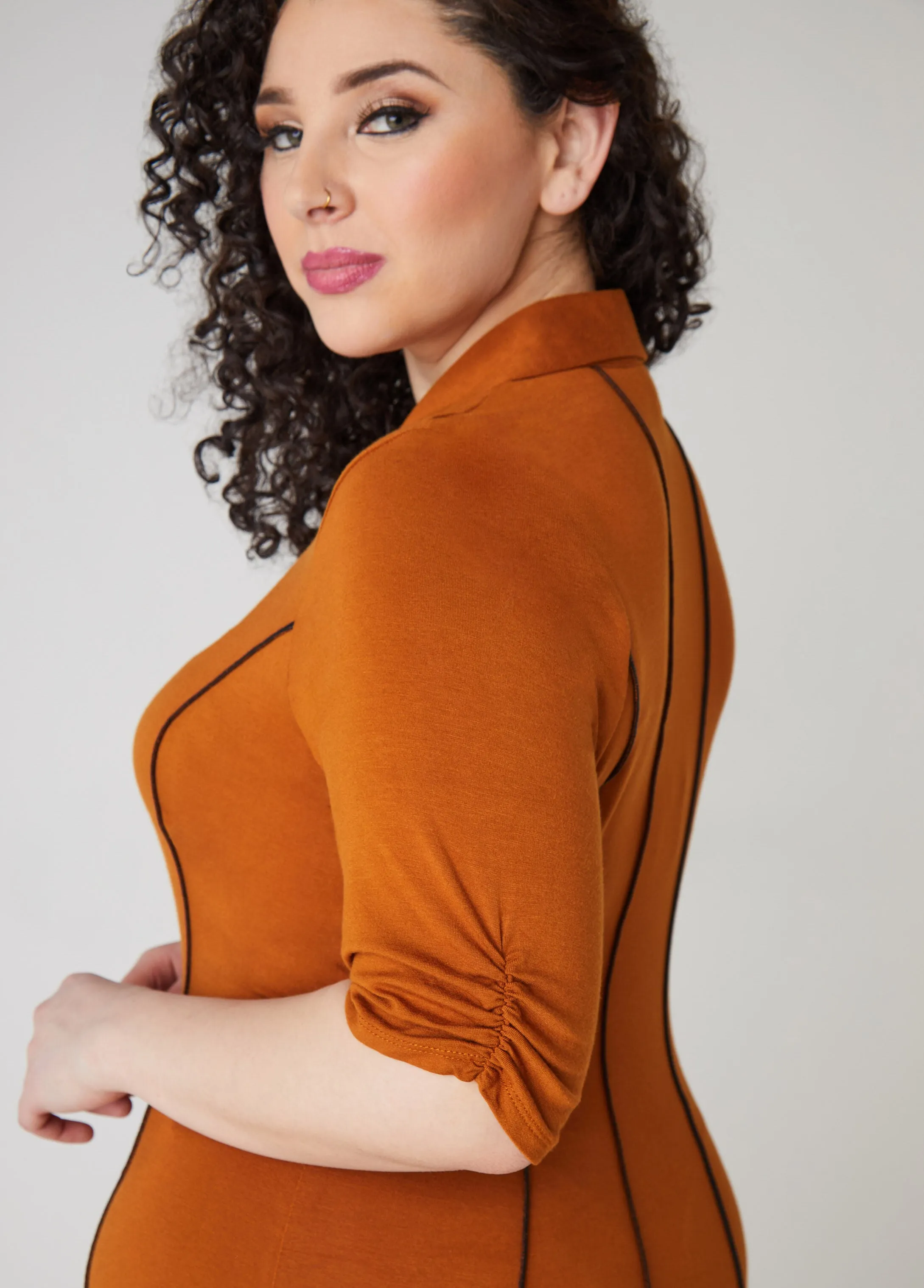 Seamed A Line Maxi Shirtdress sold by Ashley Stewart product image thumbnail 3