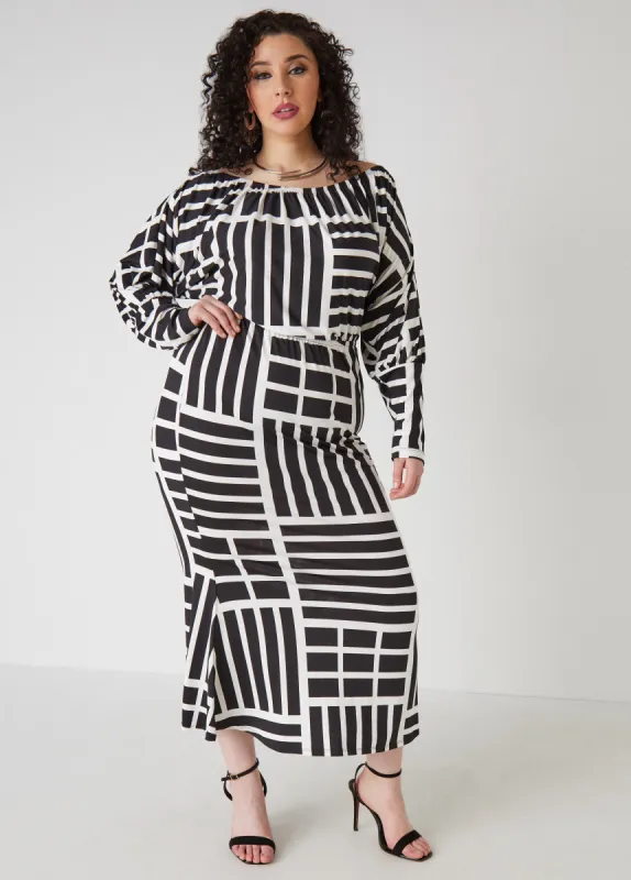 Printed Boat Neck Maxi Dress sold by Ashley Stewart