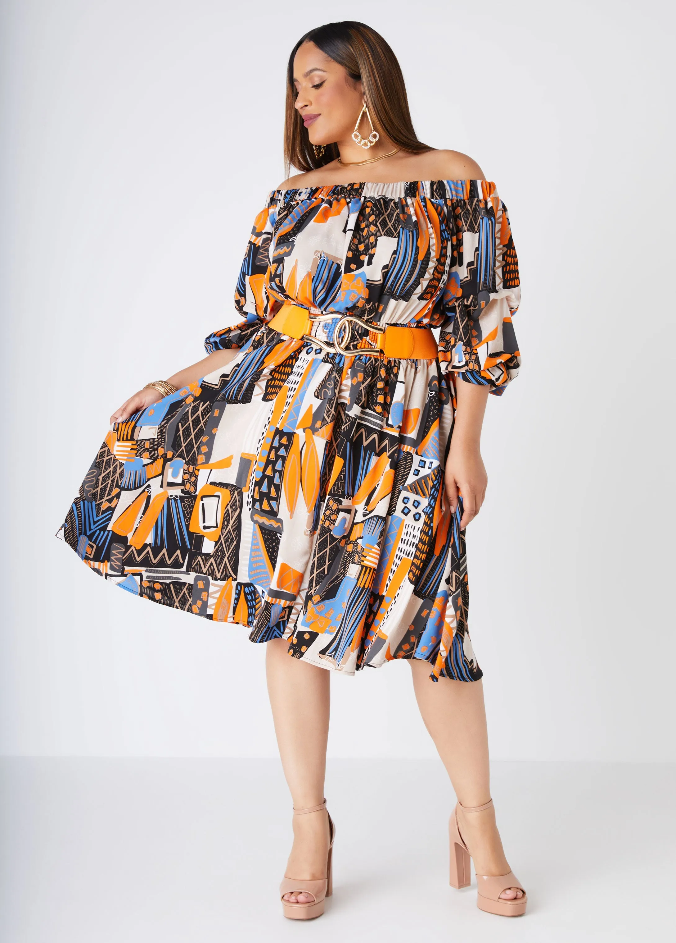 Abstract Off The Shoulder Dress sold by Ashley Stewart product image thumbnail 4