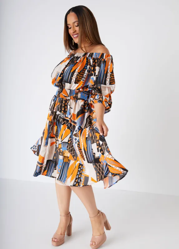 Abstract Off The Shoulder Dress sold by Ashley Stewart